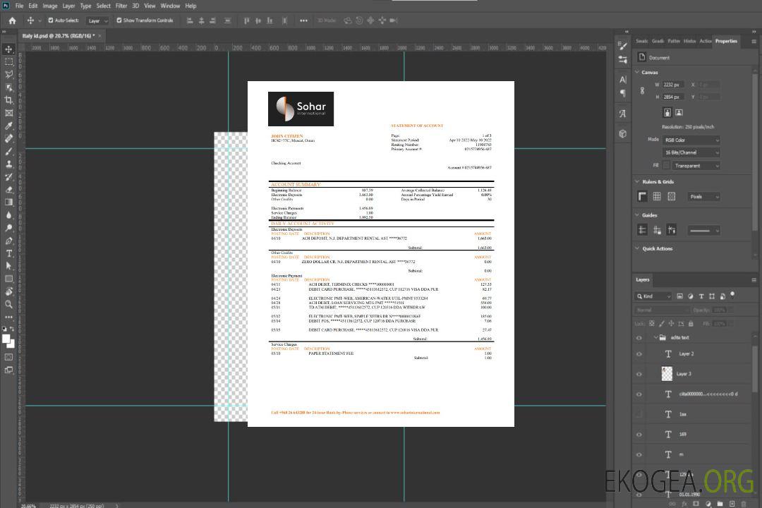 Relevé bancaire Oman Sohar International template Relevé bancaire Oman Sohar International template